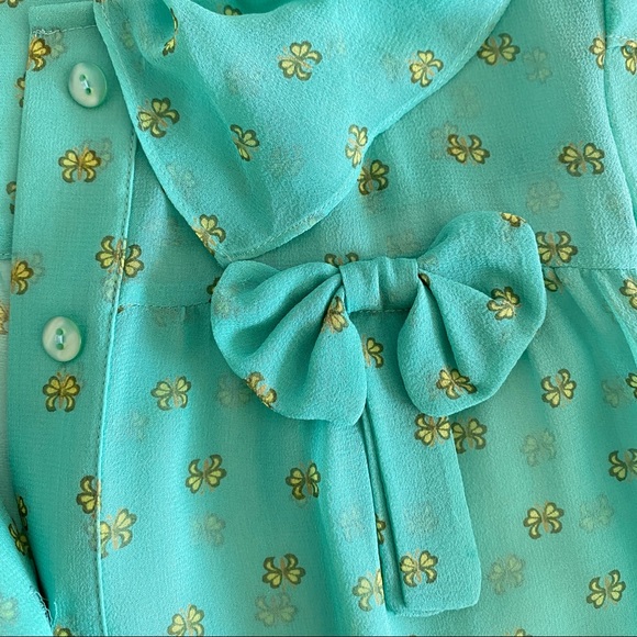 Blue floral silk bow blouse - Picture 7 of 7